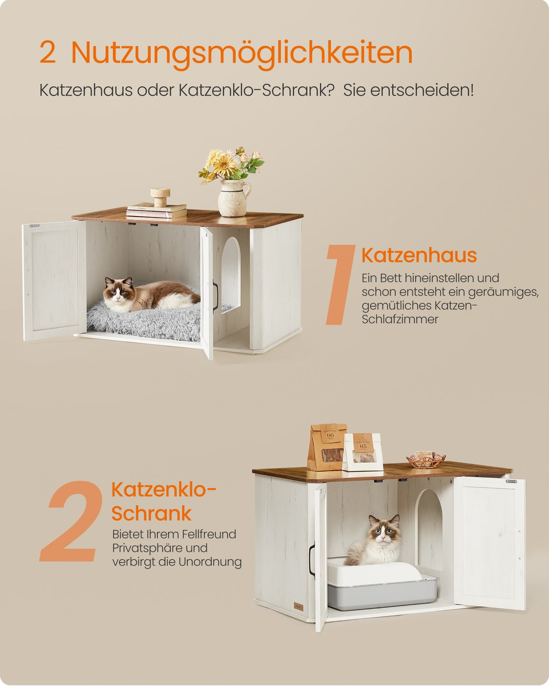 Szafka na kuwetę 85x48,5x50 cm miodowy brąz i biel