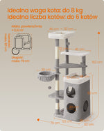 Drapak dla kota 150 cm szarobrązowy z sizalem