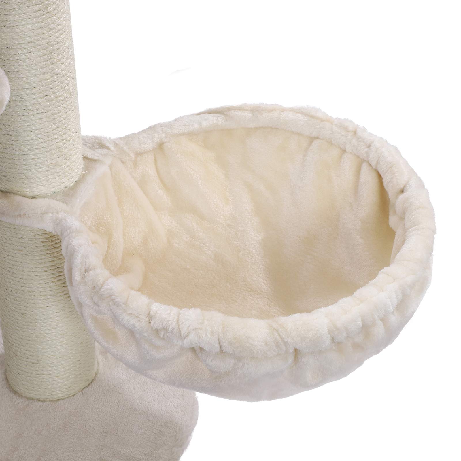 Beżowy drapak dla kota z jaskinią i platformą 112 cm
