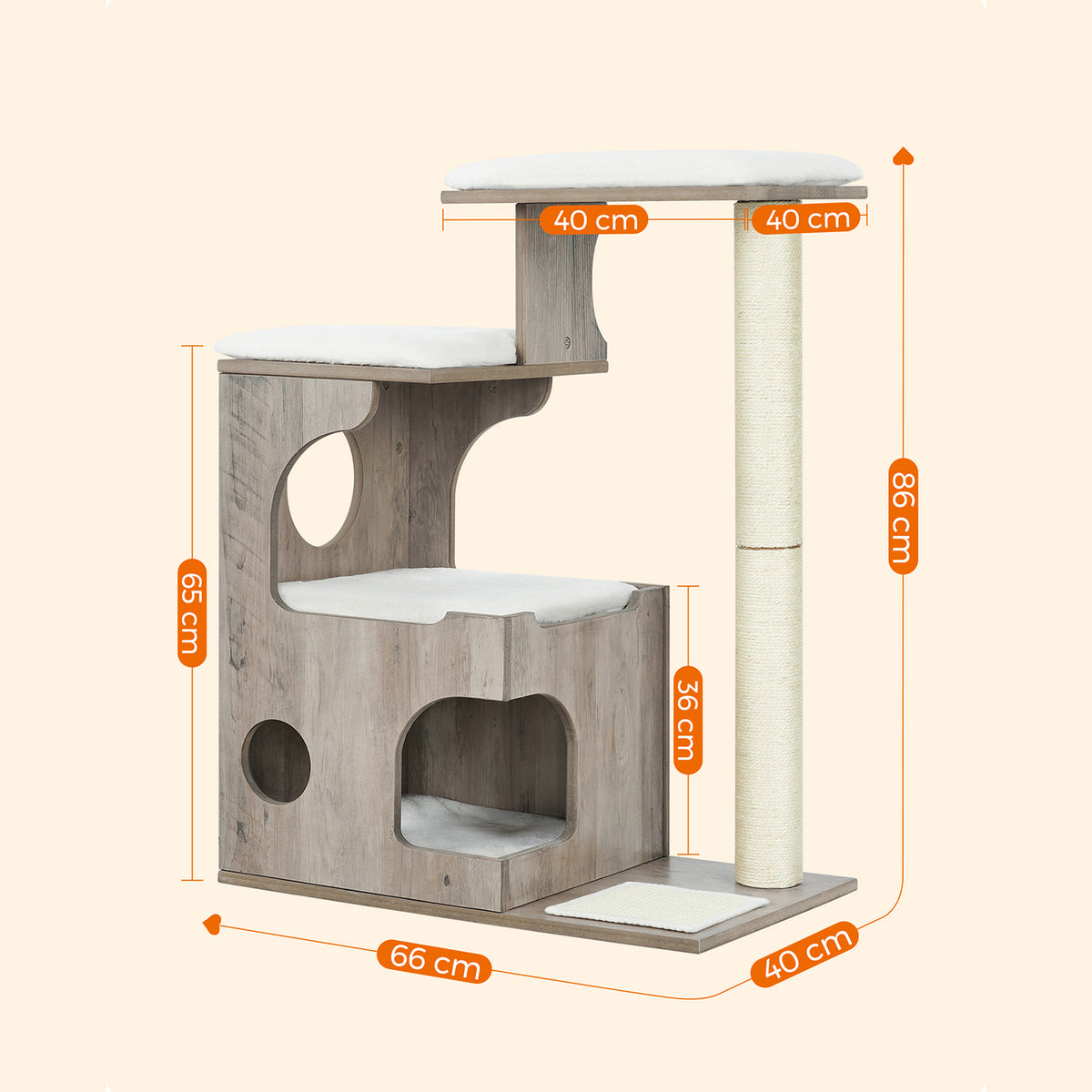 Drapak dla kota z jaskinią i trzema platformami 88 cm