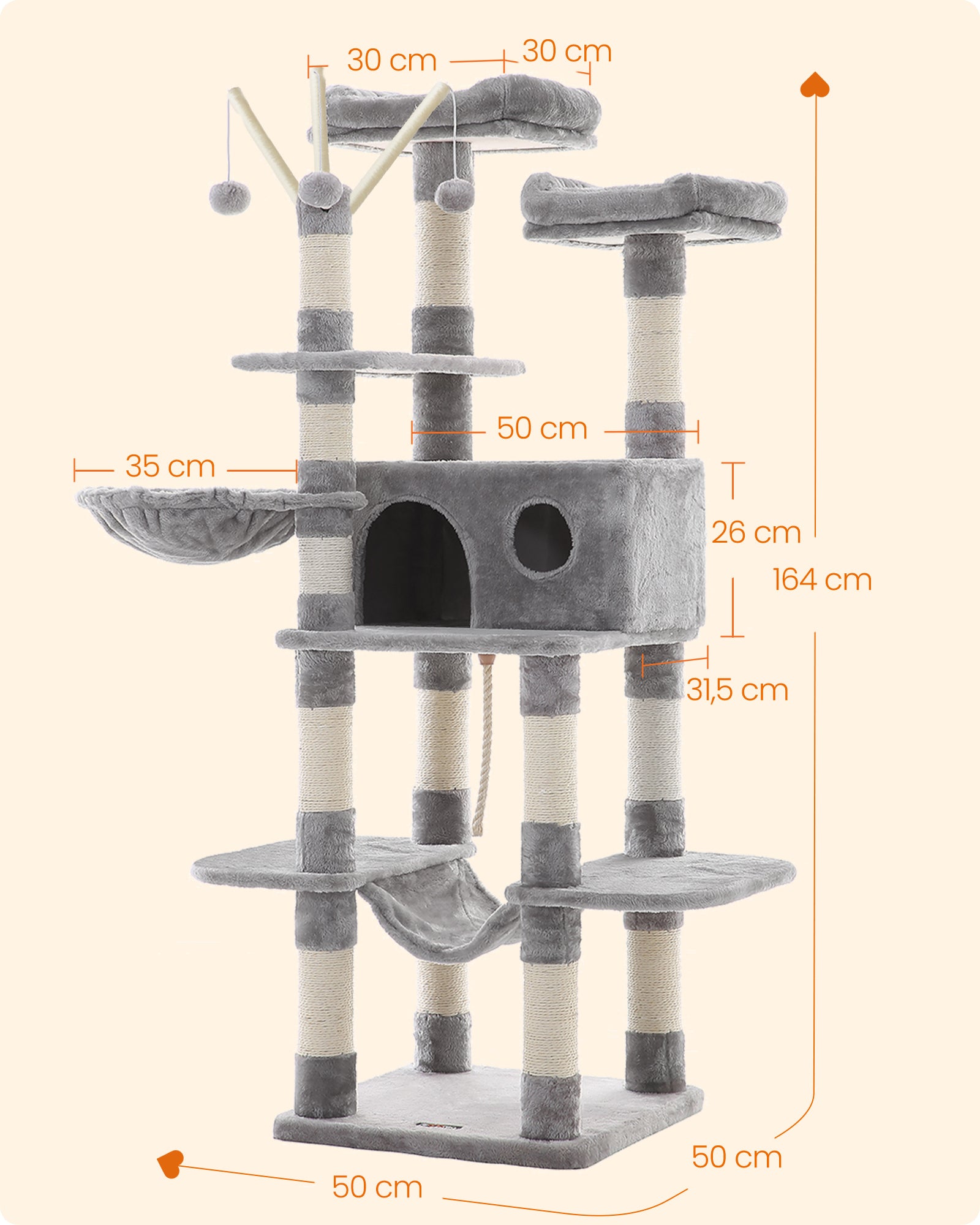 Drapak dla kota, jasnoszary, 48,5 cm