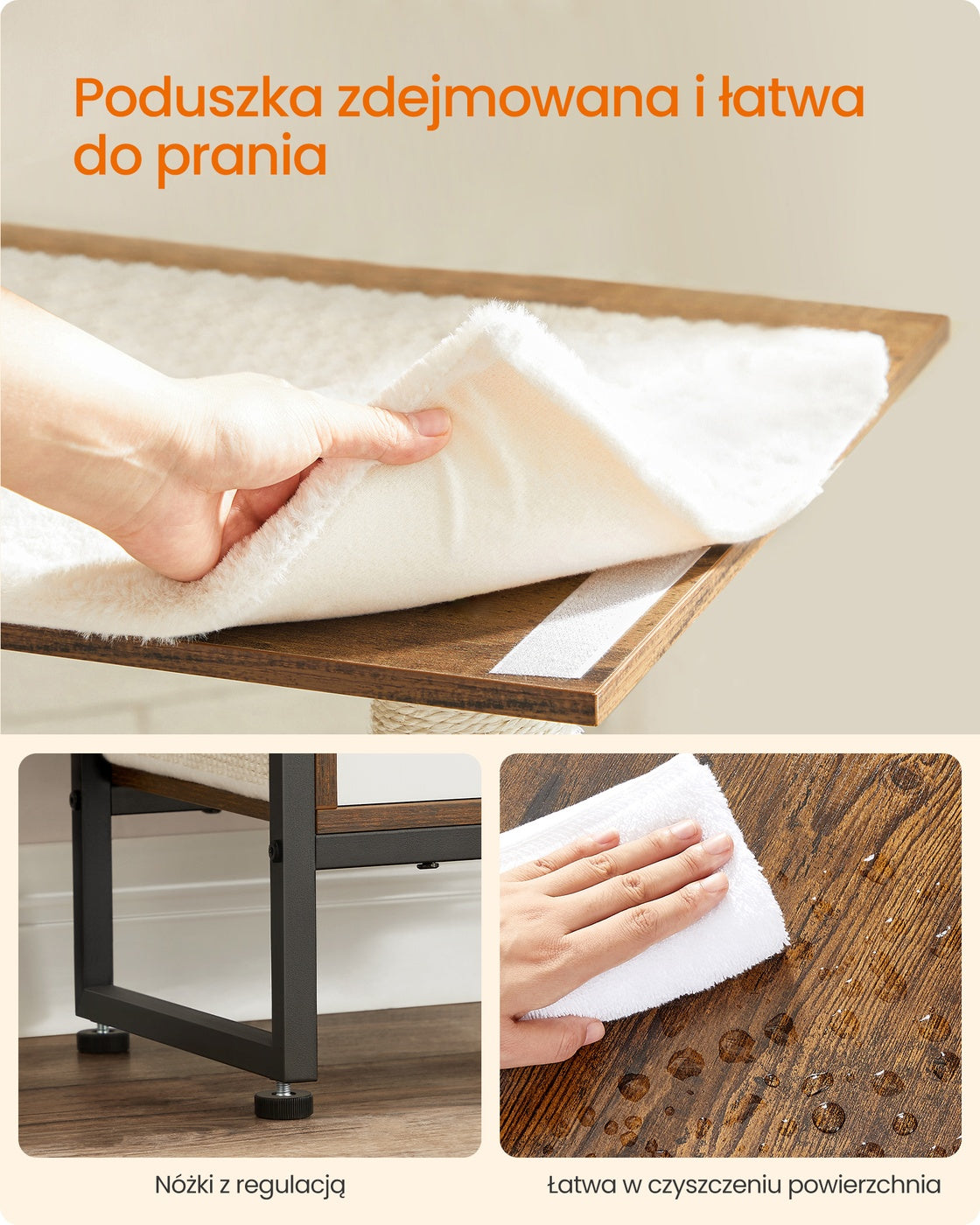 Drapak dla kota z półką i jaskinią vintage brązowy