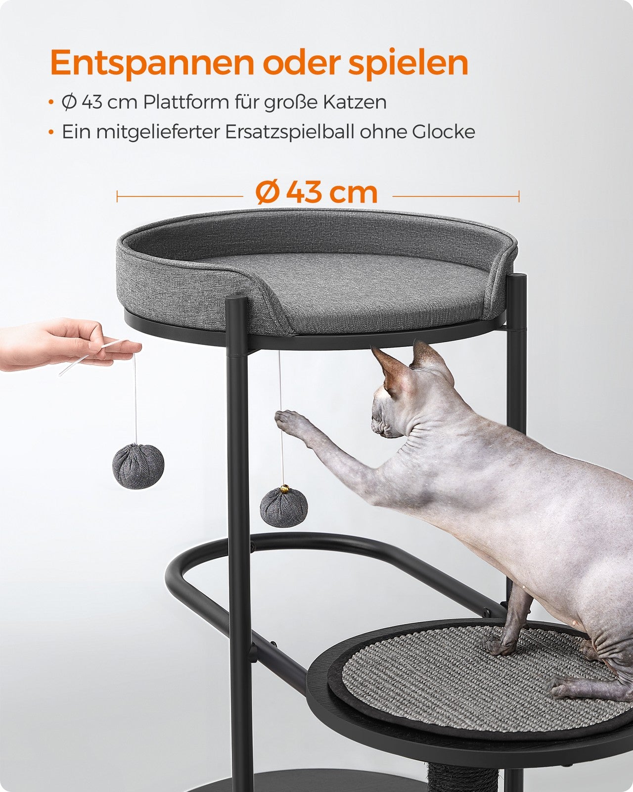 Czarny wielopoziomowy drapak dla kota 111 cm