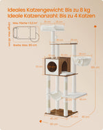 Drapak dla kota 165 cm w kolorze miodowym
