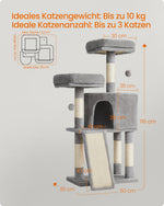 Drapak dla kota jasnoszary 115 cm z jaskinią i platformami