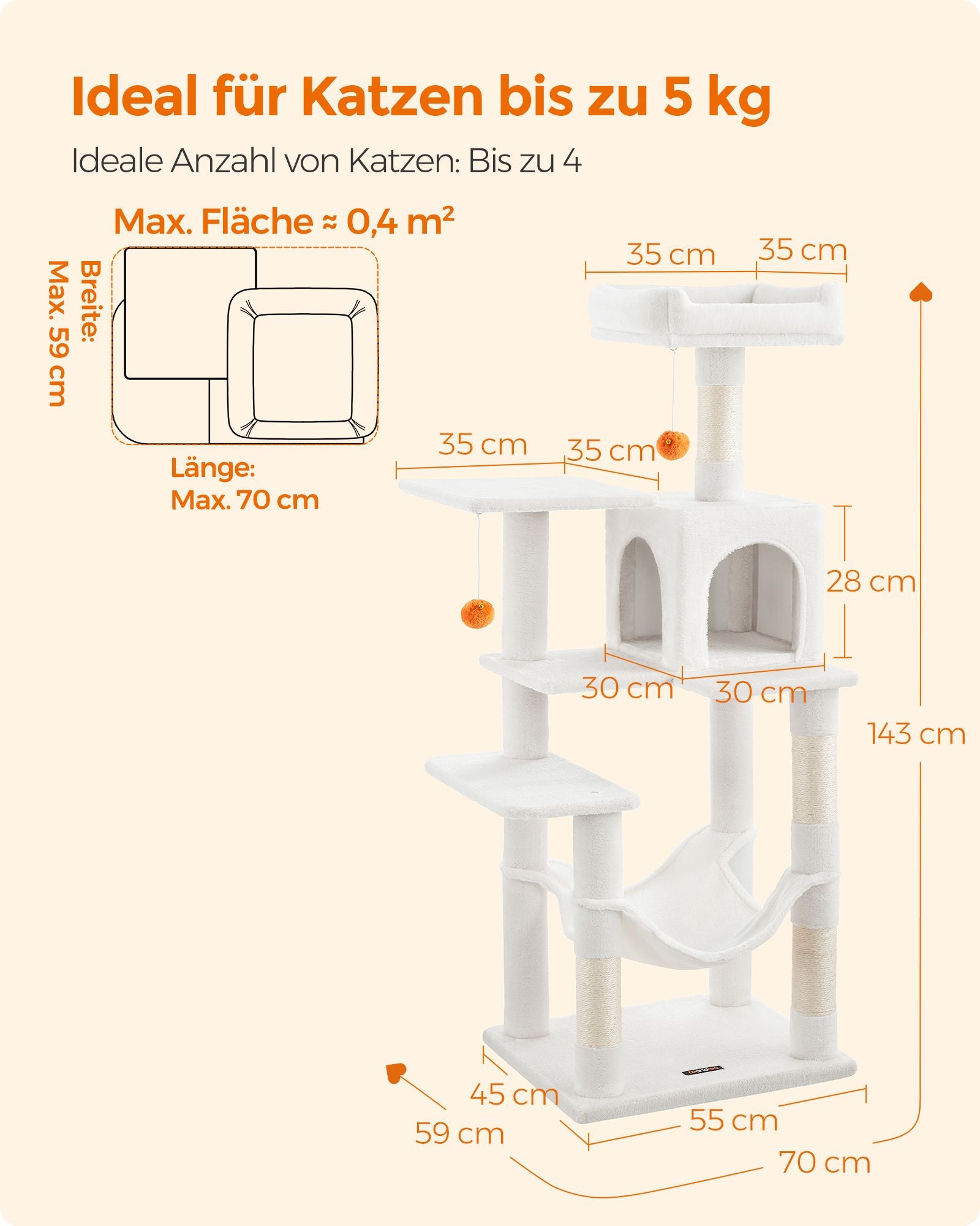 Drapak dla kota, cream white, 55 cm