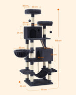 Wielopoziomowy drapak z 2 jaskiniami i hamakiem 168 cm
