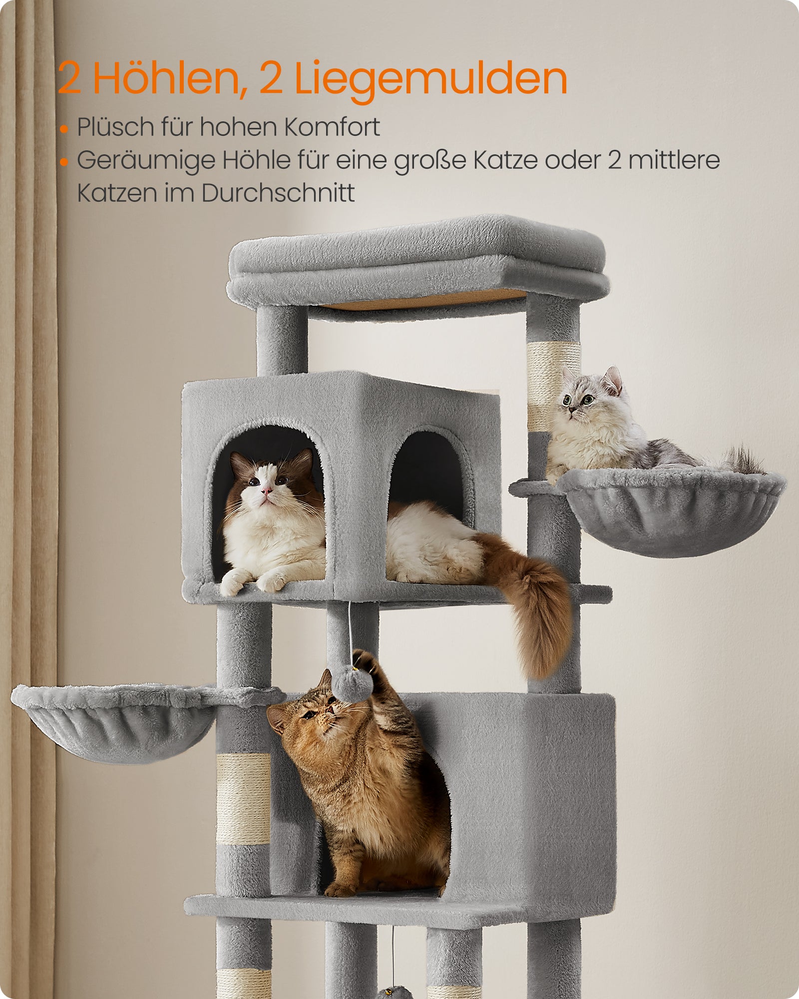 Drapak dla kota, jasnoszary, 55 cm