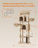 Drapak dla kota 175 cm z dwoma grotami brązowy