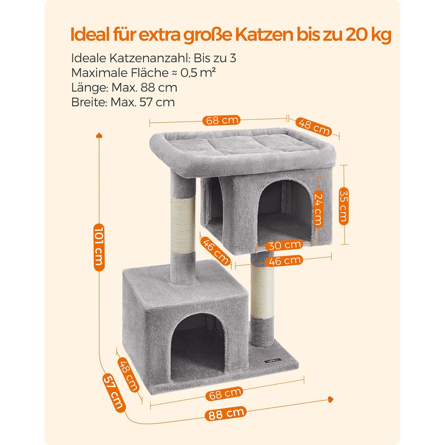 Drapak dla kota, jasnoszary, 68 cm