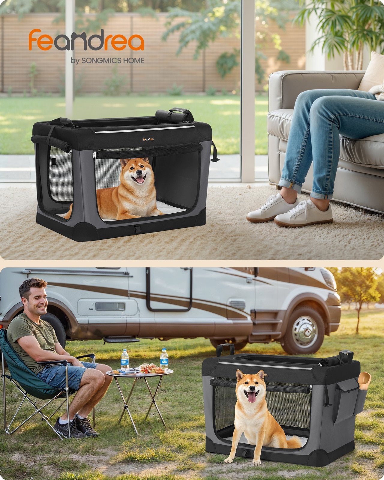 Składany transporter dla psa 76×53×53 cm czarny