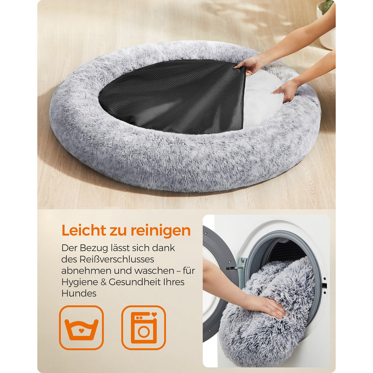 Puszyste legowisko dla psa Ø 120 cm jasnoszare