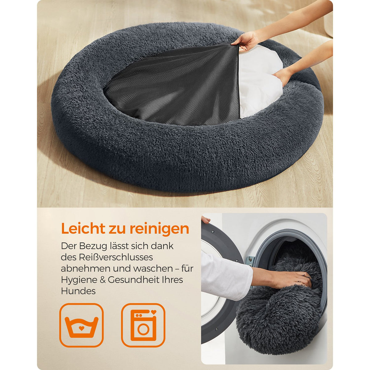 Puszyste legowisko dla psa Ø 120 cm ciemnoszare