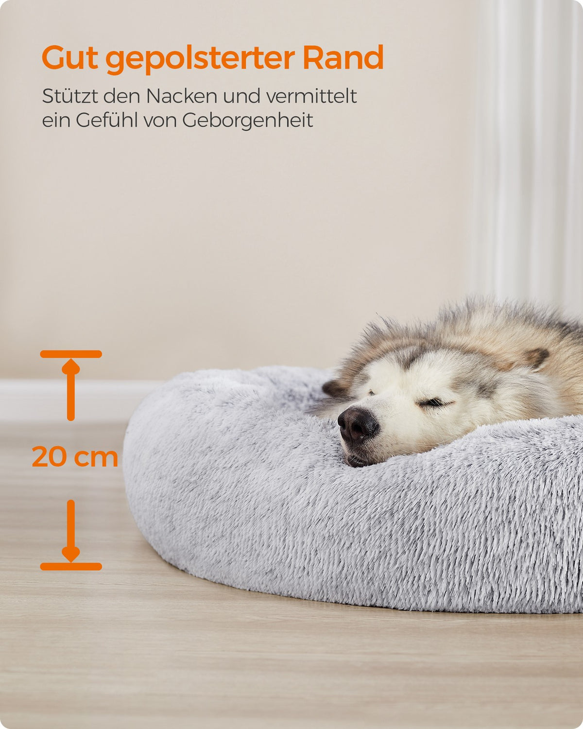 Puszyste legowisko dla psa 100 cm, szare ombré