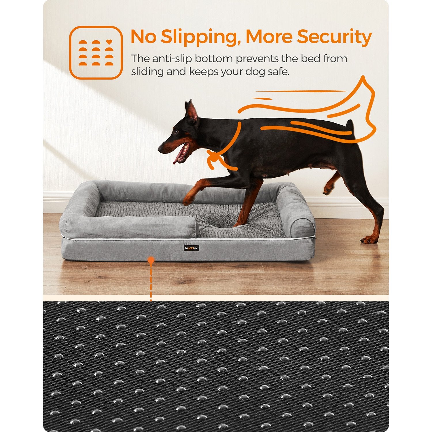 Ortopedyczne legowisko dla dużego psa jasnoszare
