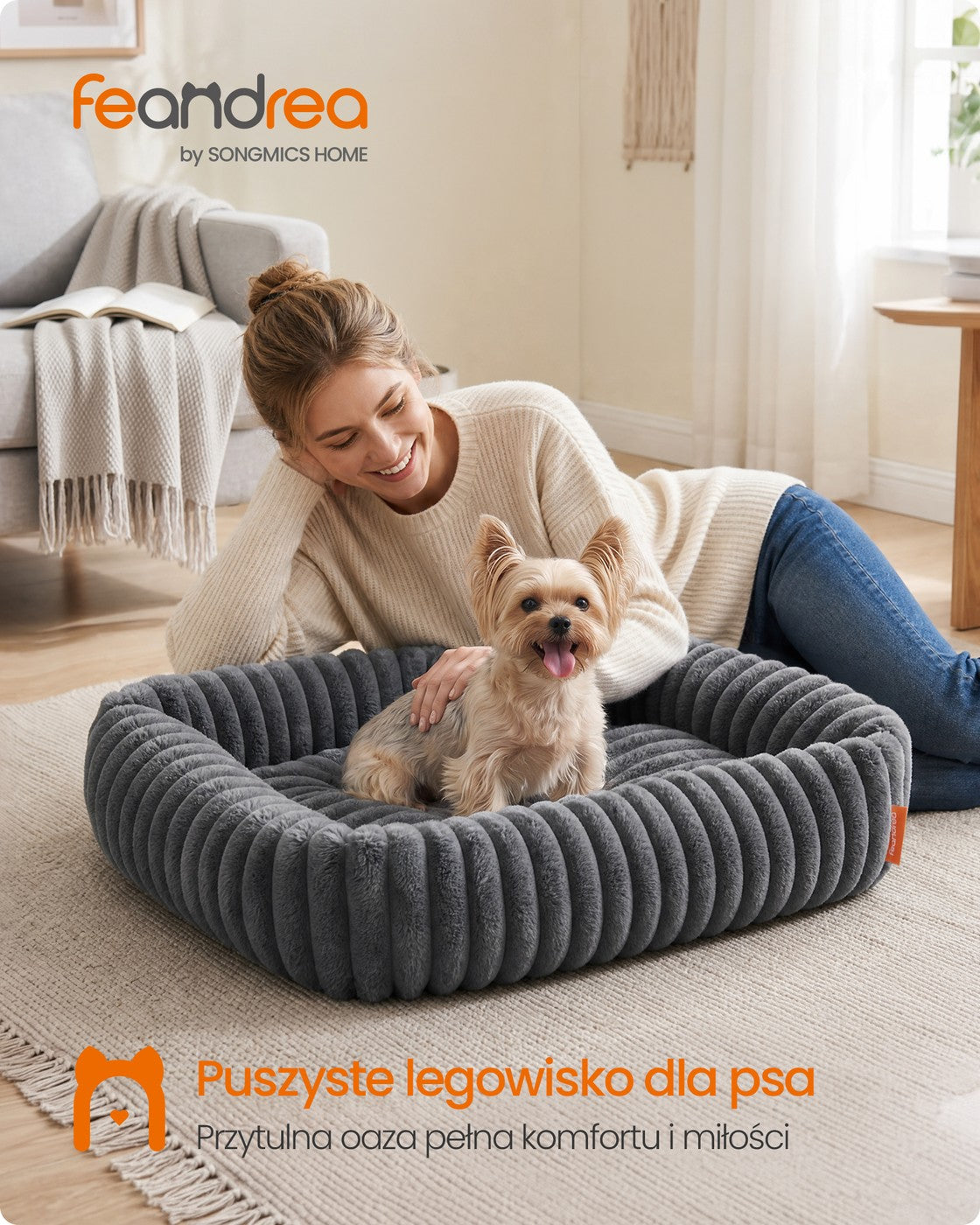 Ortopedyczne legowisko dla psa 71×55×18 cm szare