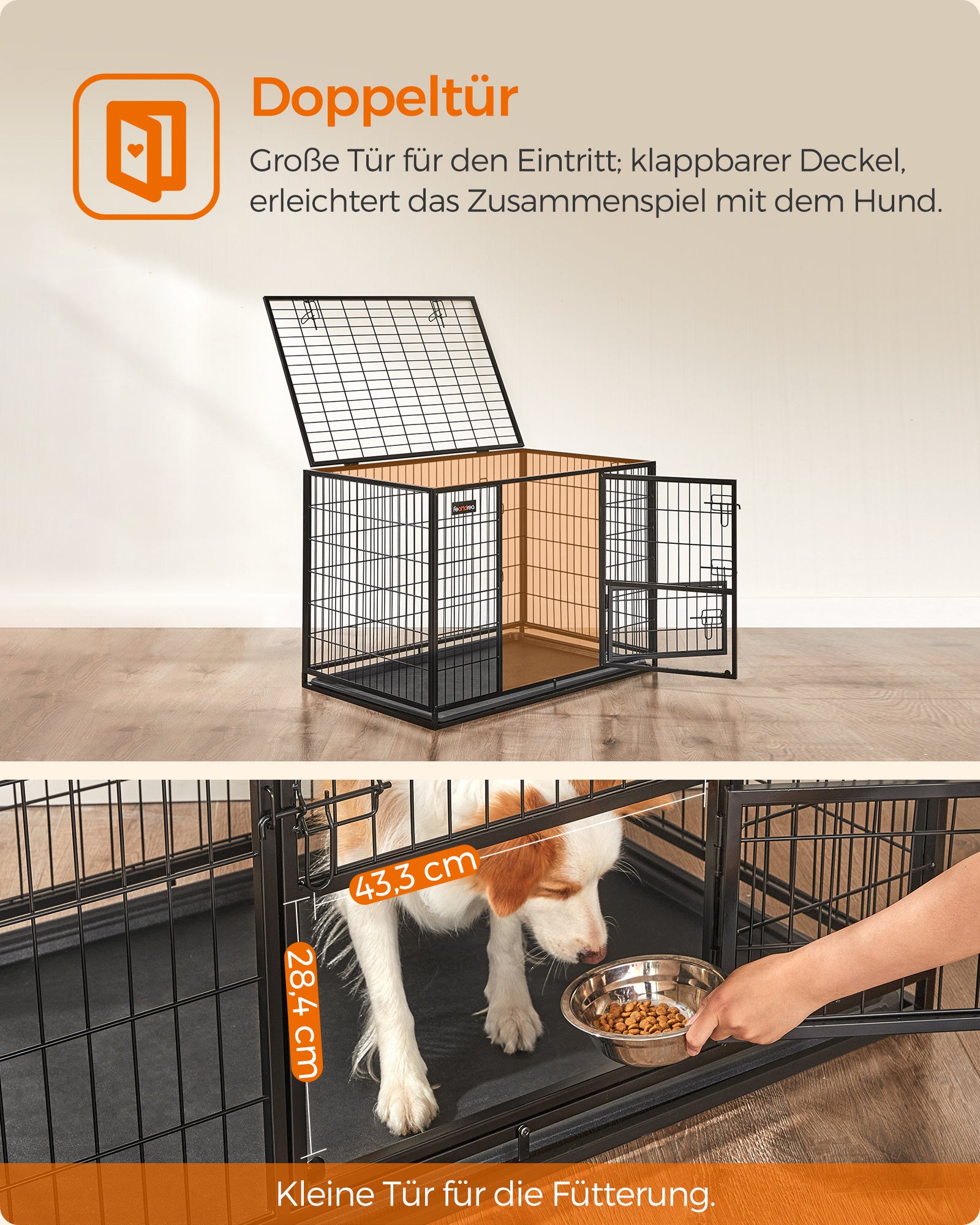 Metalowa klatka dla psa 107×70×74,9 cm z tacą