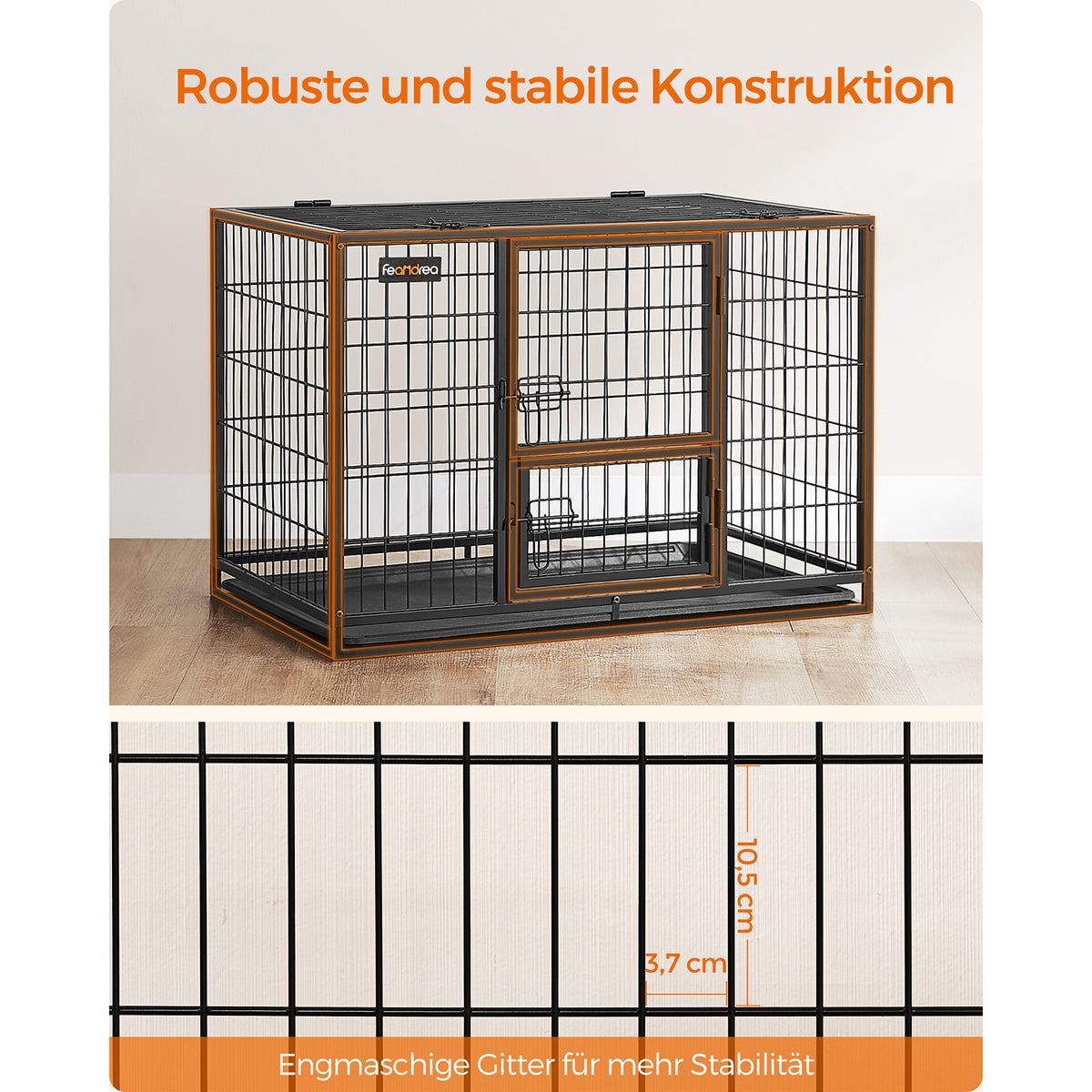 Wytrzymała klatka dla psa 92,5×57,5×64 cm czarna
