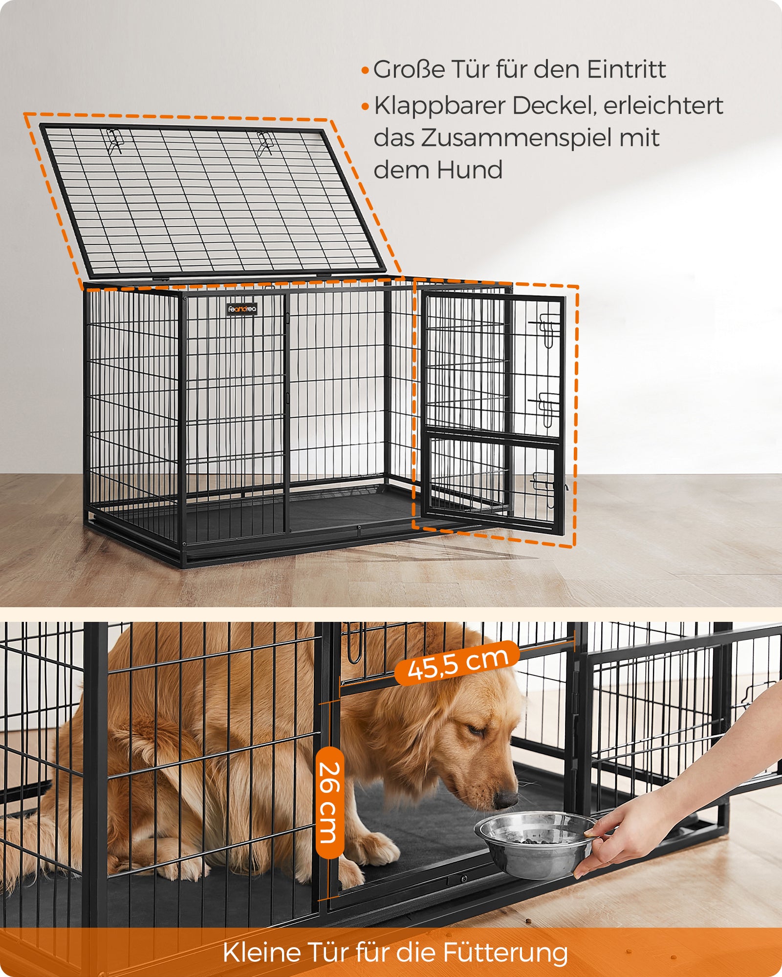 Przenośna klatka dla psa 122×75×81 cm czarna