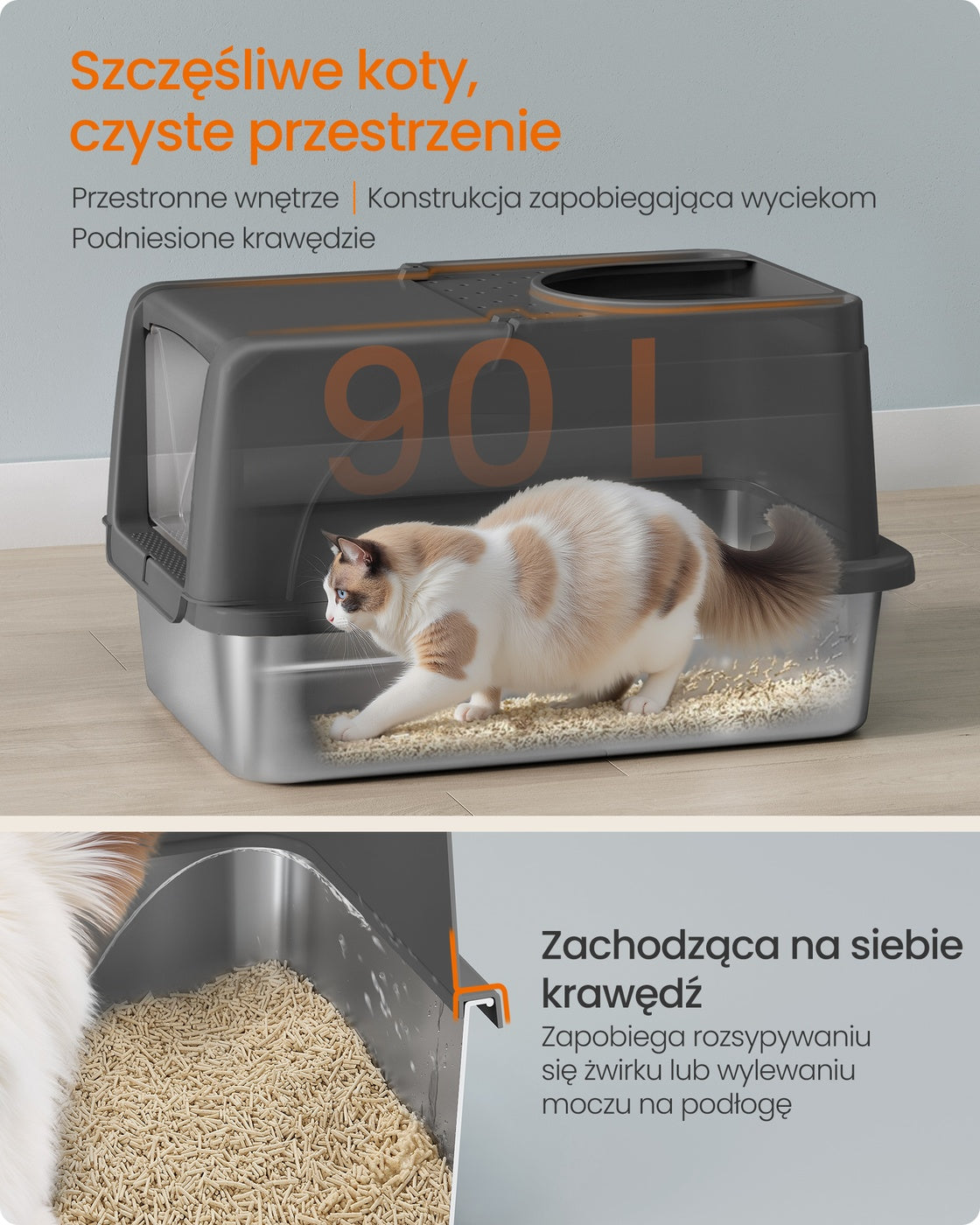 Kuweta XL dla kota z pokrywą czarna