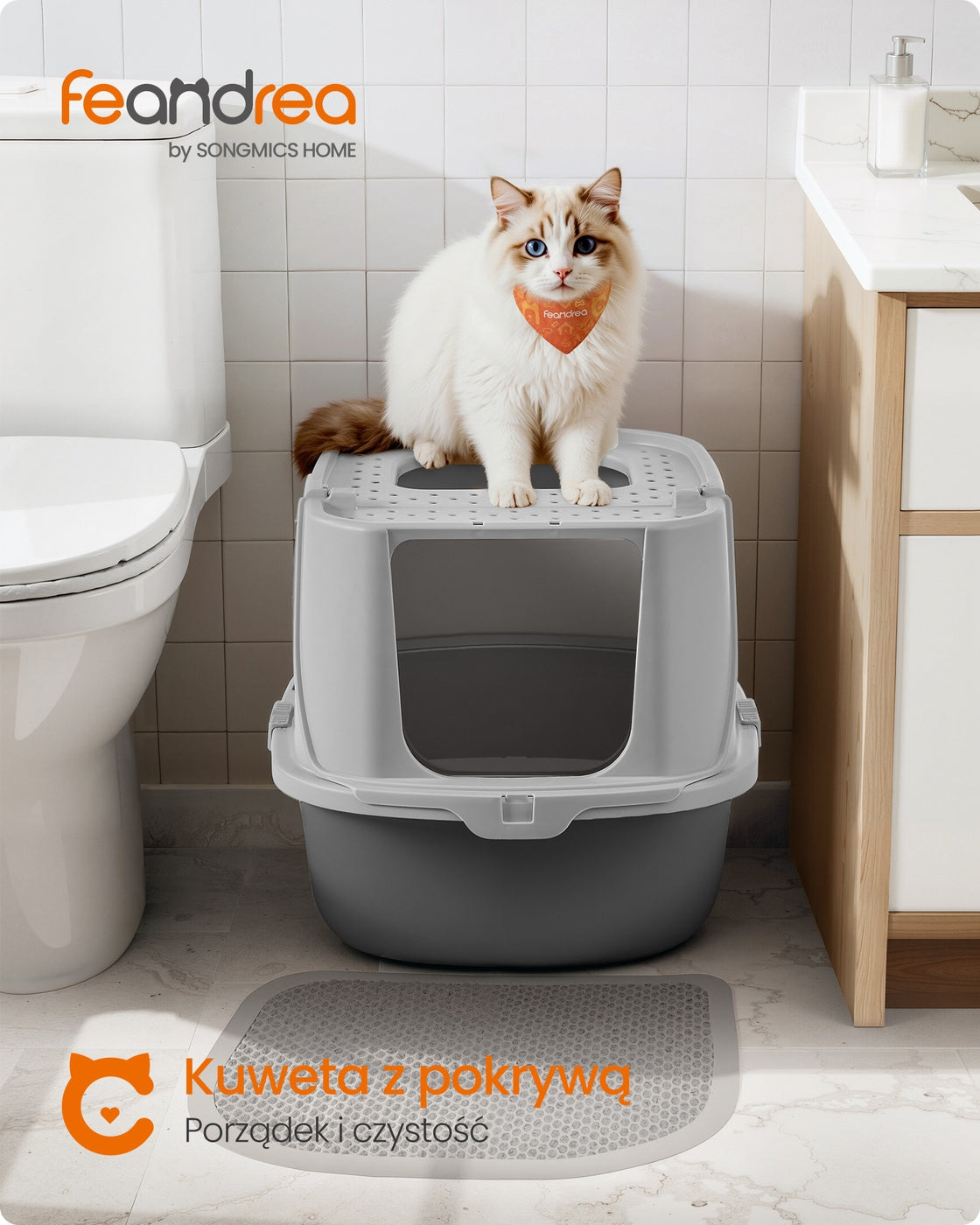 Kuweta XXL dla kota z pokrywą szara