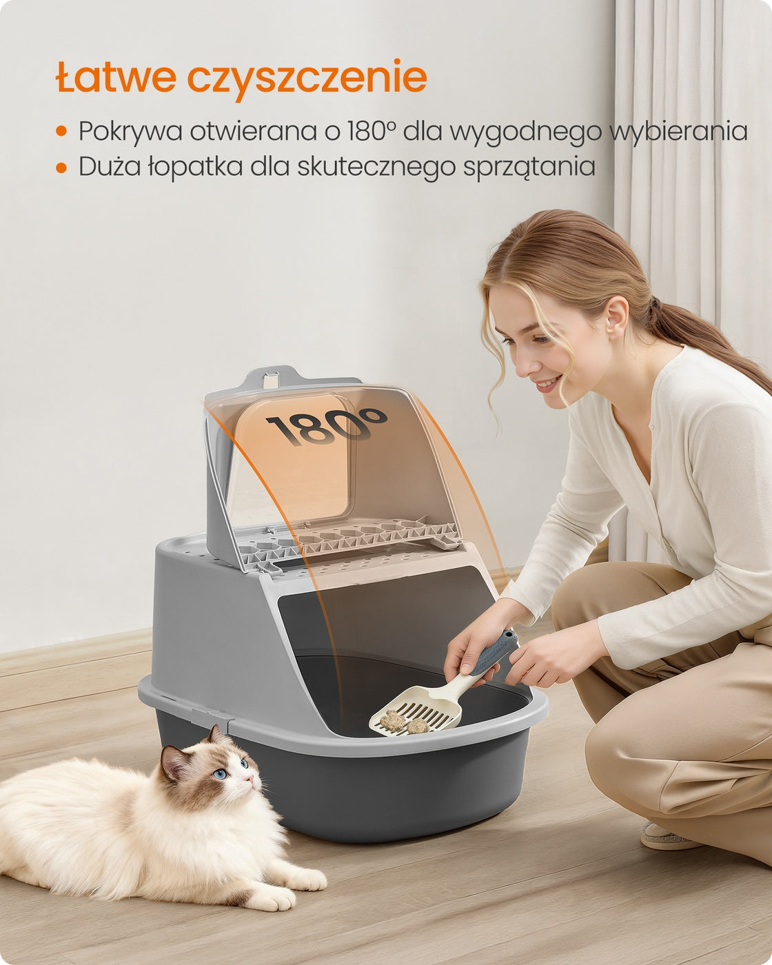 Kuweta XXL dla kota z pokrywą szara