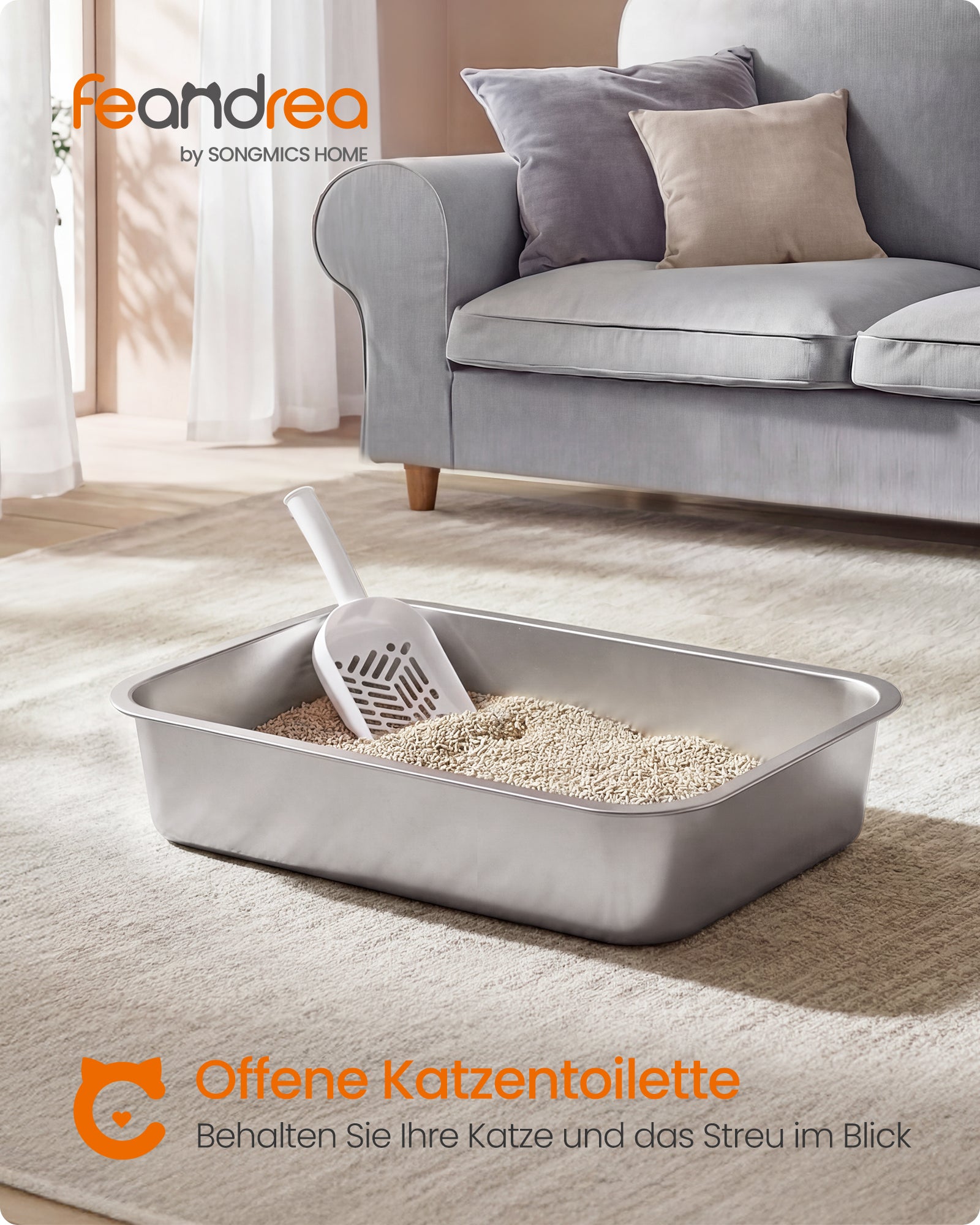 Otwarta kuweta dla kota ze stali nierdzewnej M