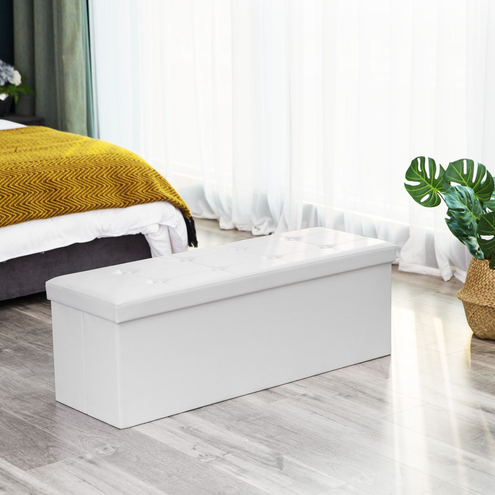 Pufa ze schowkiem, cream white, 110 cm
