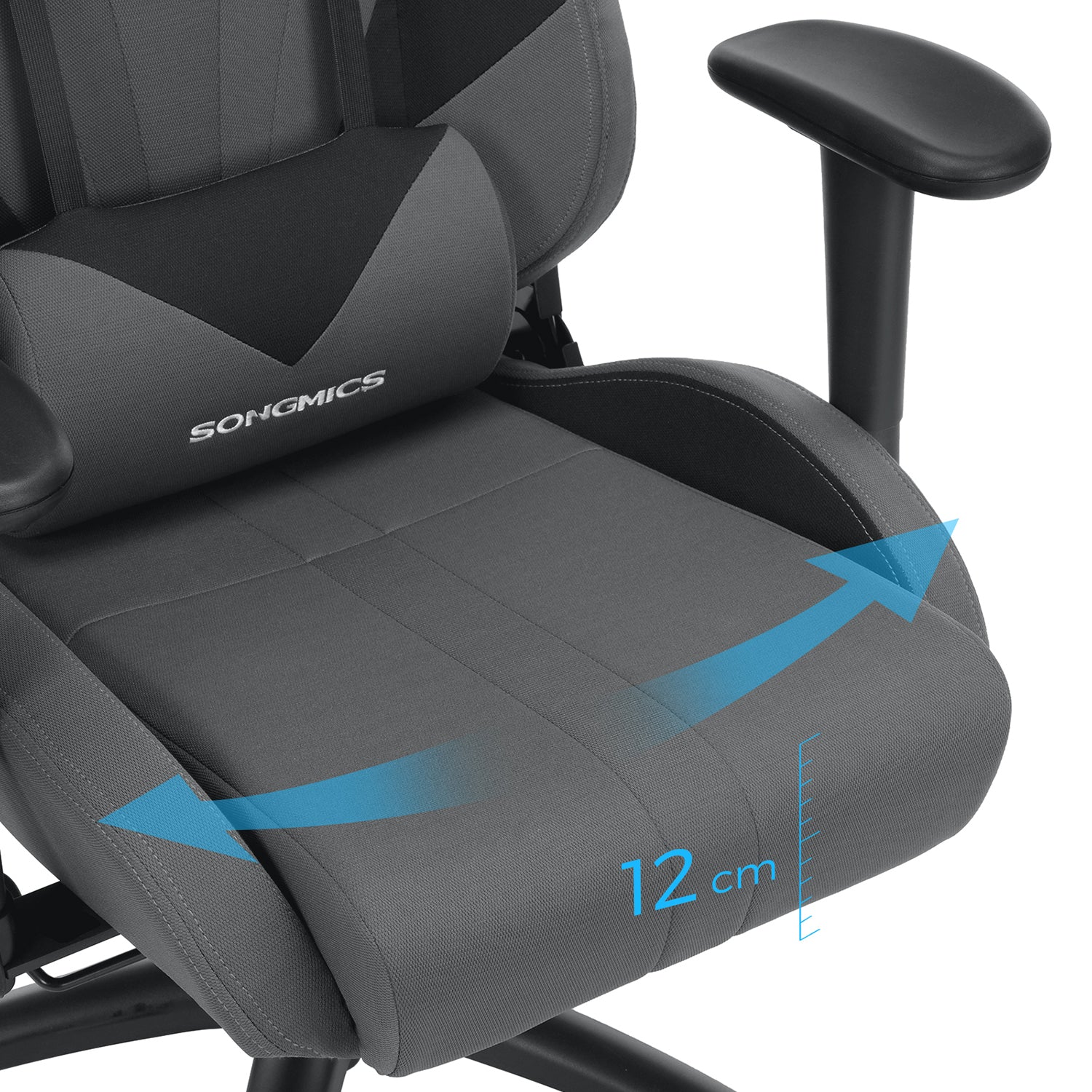 Szare ergonomiczne krzesło gamingowe z poduszką lędźwiową