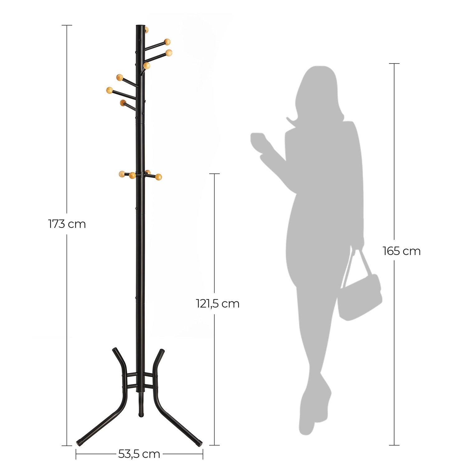 Wieszak stojący, czarny, 52 cm