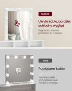 Biała toaletka z lustrem i oświetleniem LED
