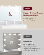 Biała toaletka kosmetyczna z lustrem i oświetleniem LED