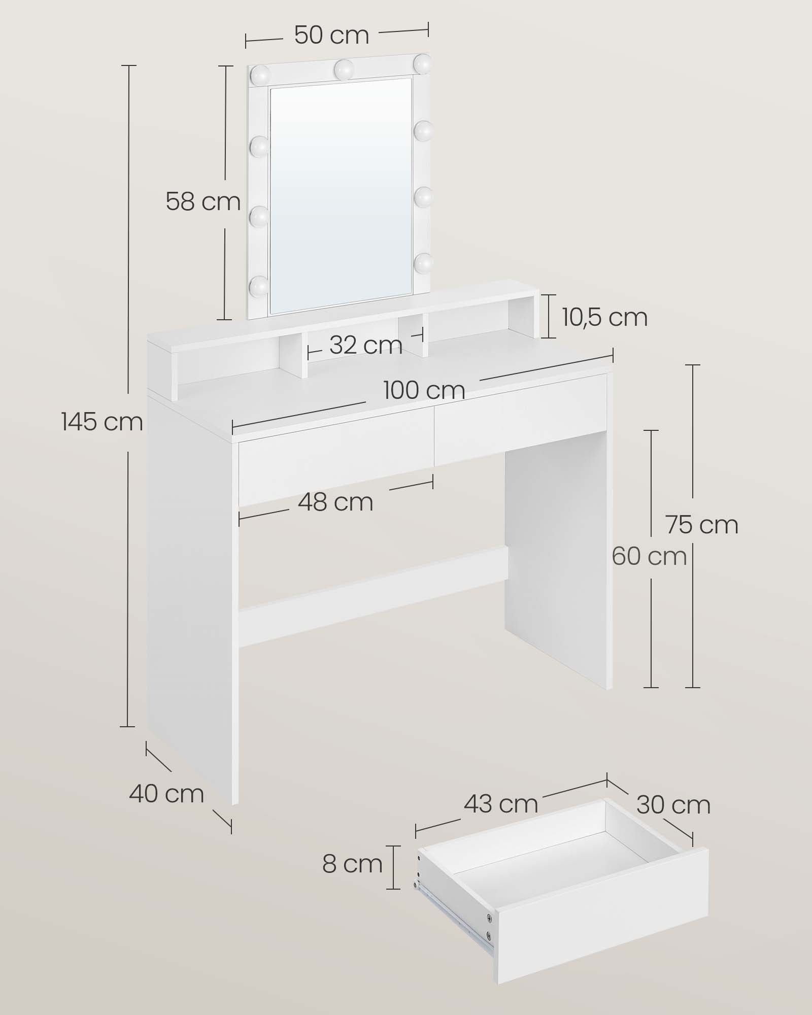 Toaletka, biały, 100 cm