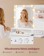 Toaletka biała z lustrem, oświetleniem i szufladami