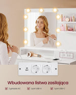 Toaletka kosmetyczna z lustrem i szafką, biały