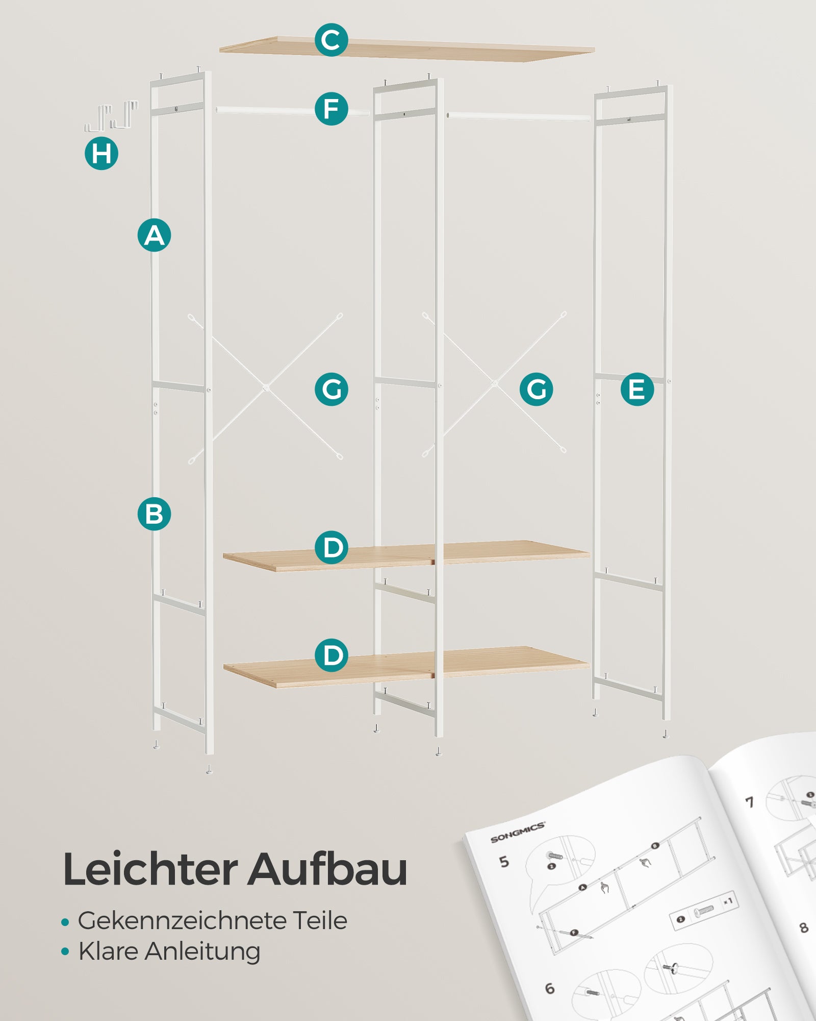 Wieszak na ubrania, natural beige, 94,5 cm