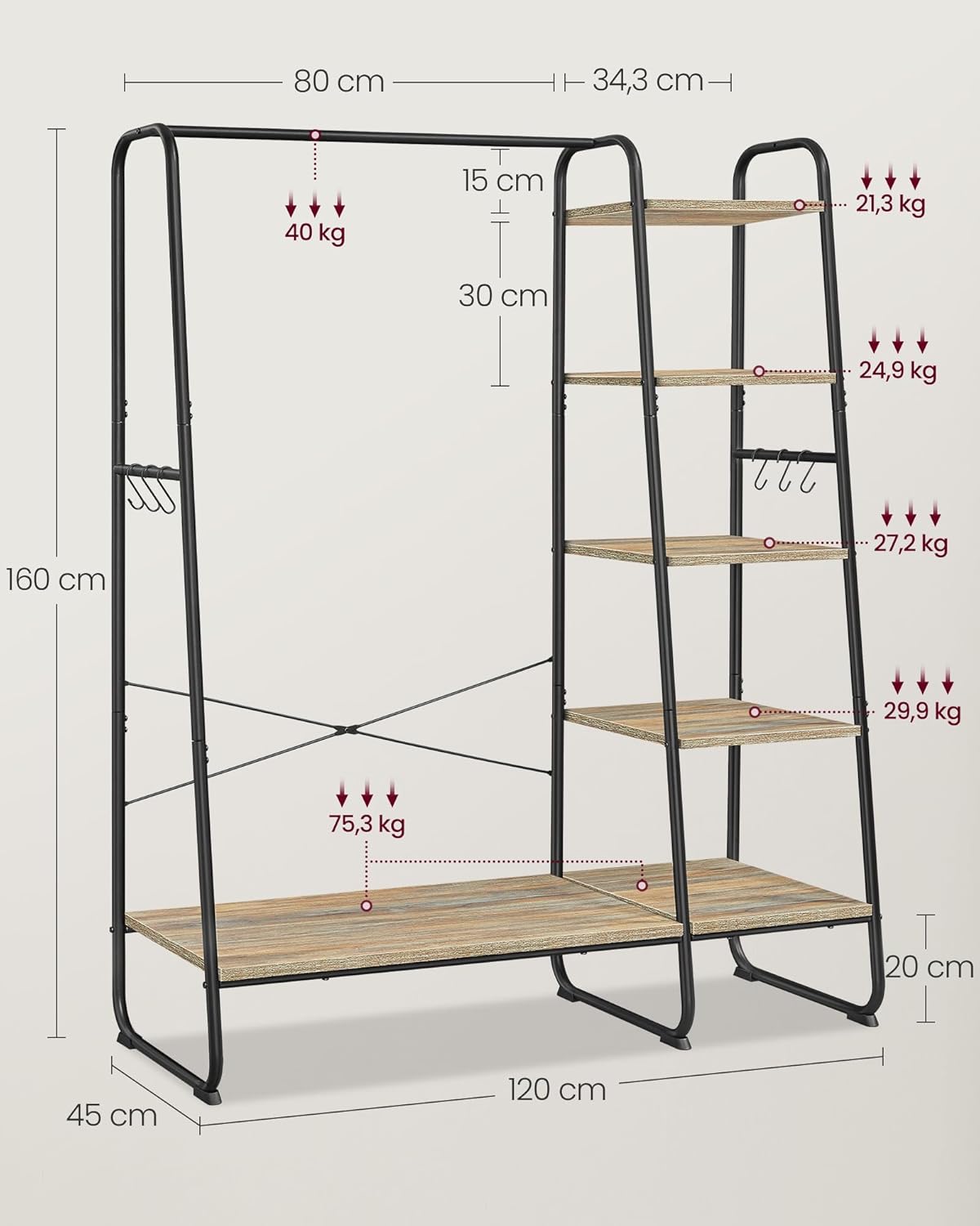 Regał na buty, czarny, 120 cm