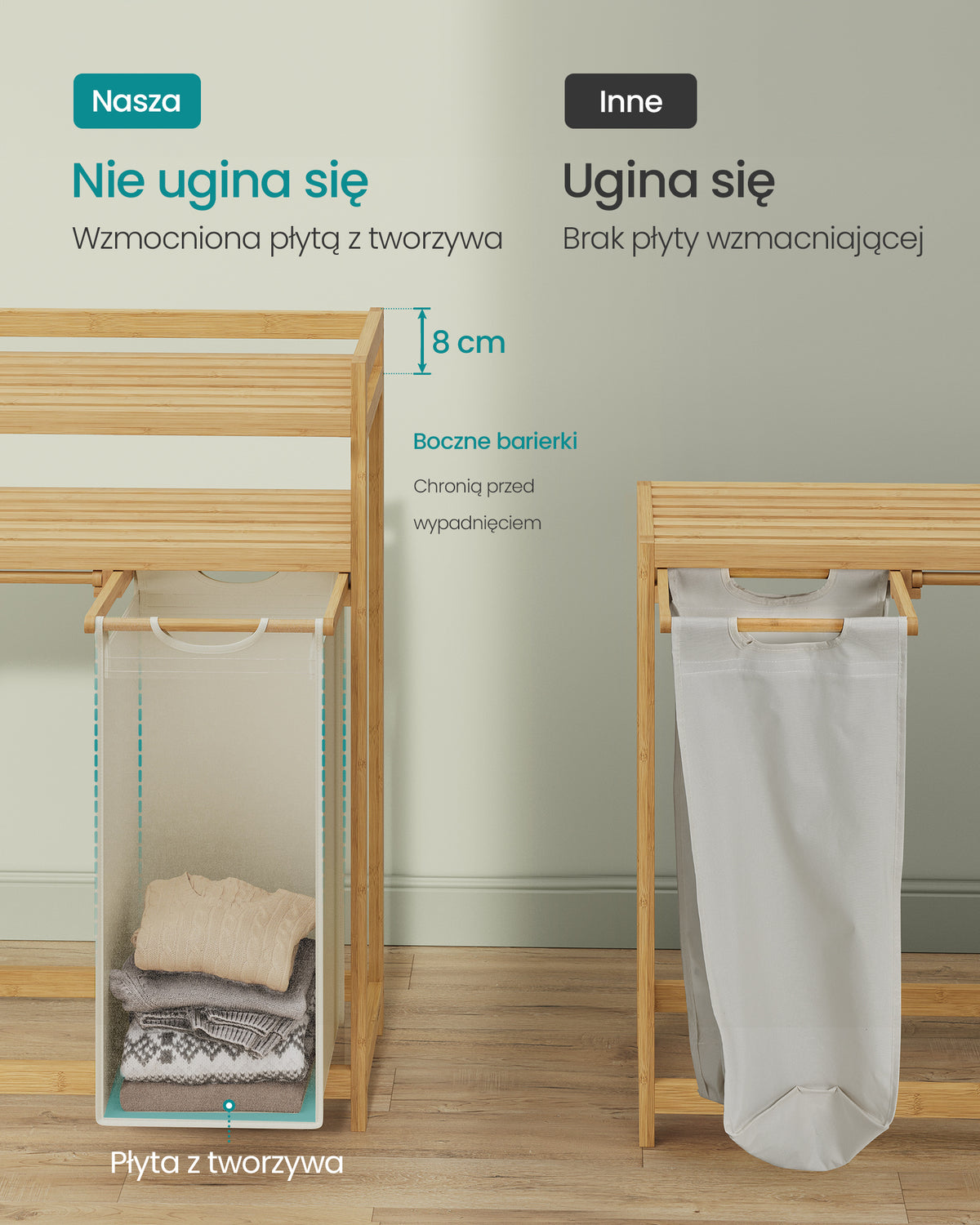 Kosz na pranie z 2 przegrodami 100 l kremowo-biały