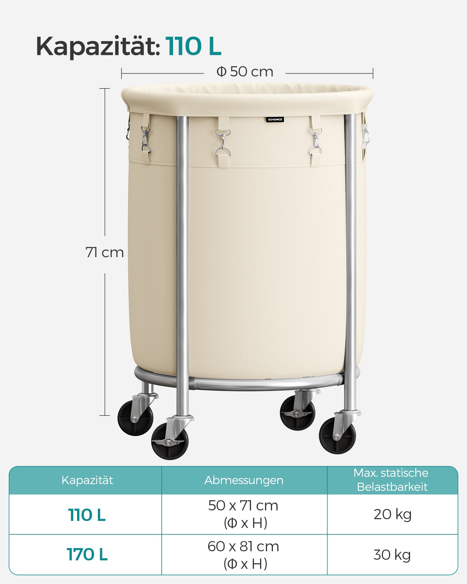 Kosz na pranie, cream white, 50 cm