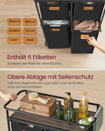 Sorter na pranie 150 L na kółkach, czarny z brązem