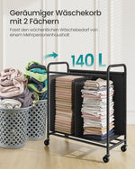 Dwukomorowy sorter na pranie 140 l czarny