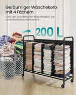 Czarny 4-komorowy sorter na pranie 200 l