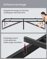 Metalowy stelaż łóżka 90x200 cm z półkami czarny
