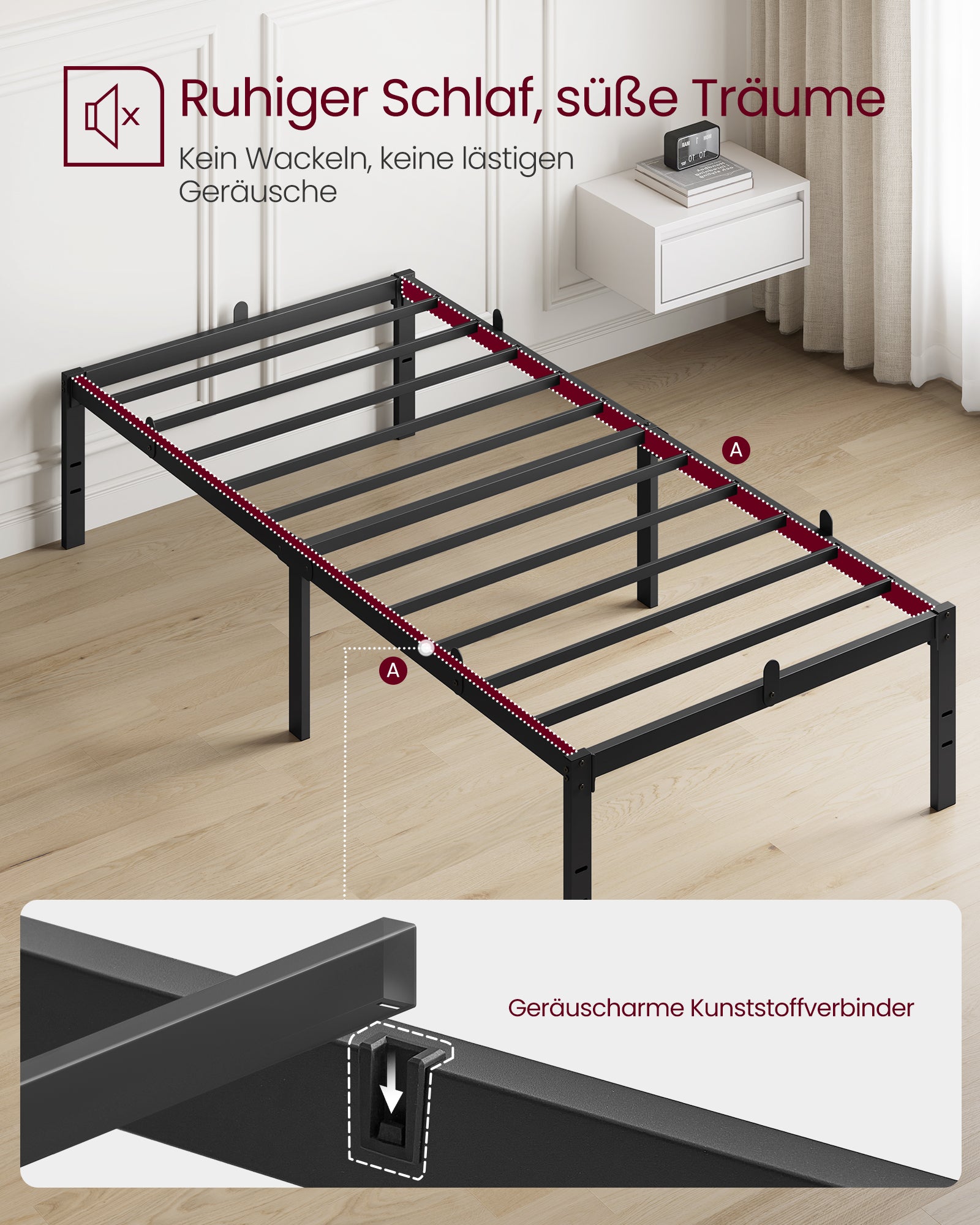 Łóżko pojedyncze metalowe 90x200 cm czarne