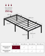 Łóżko pojedyncze metalowe 90x200 cm czarne