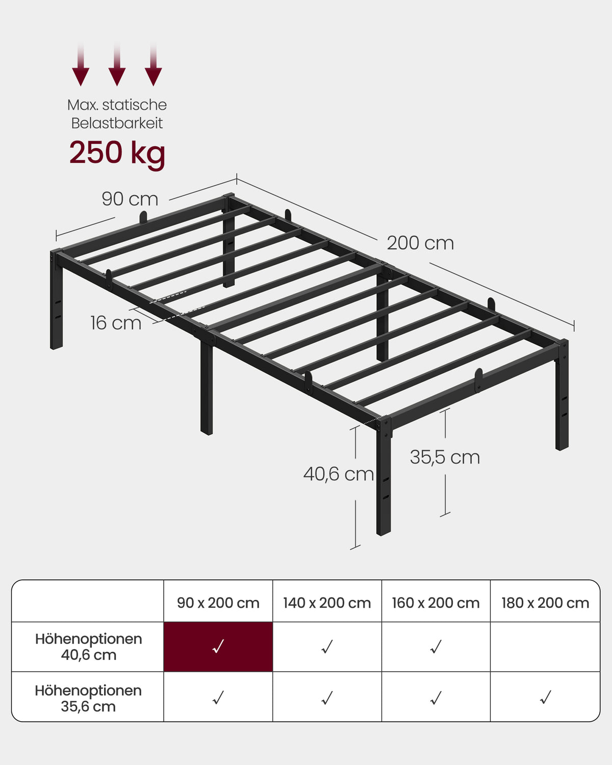 Łóżko pojedyncze metalowe 90x200 cm czarne