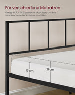 Łóżko podwójne 140×200 cm z półkami czarne metalowe