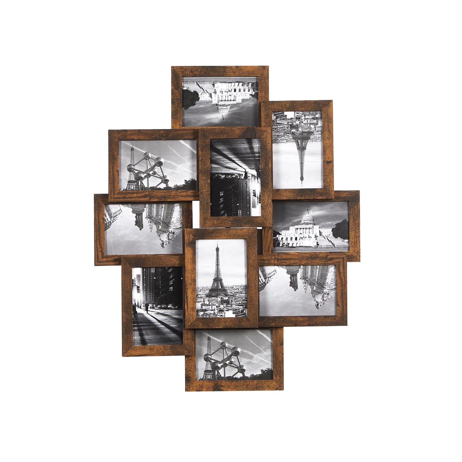 Kolaż na 10 zdjęć 10x15 cm w ramce vintage brązowej