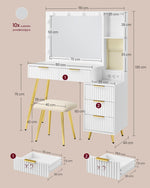 Toaletka z lustrem i stołkiem biała 40x110x135 cm