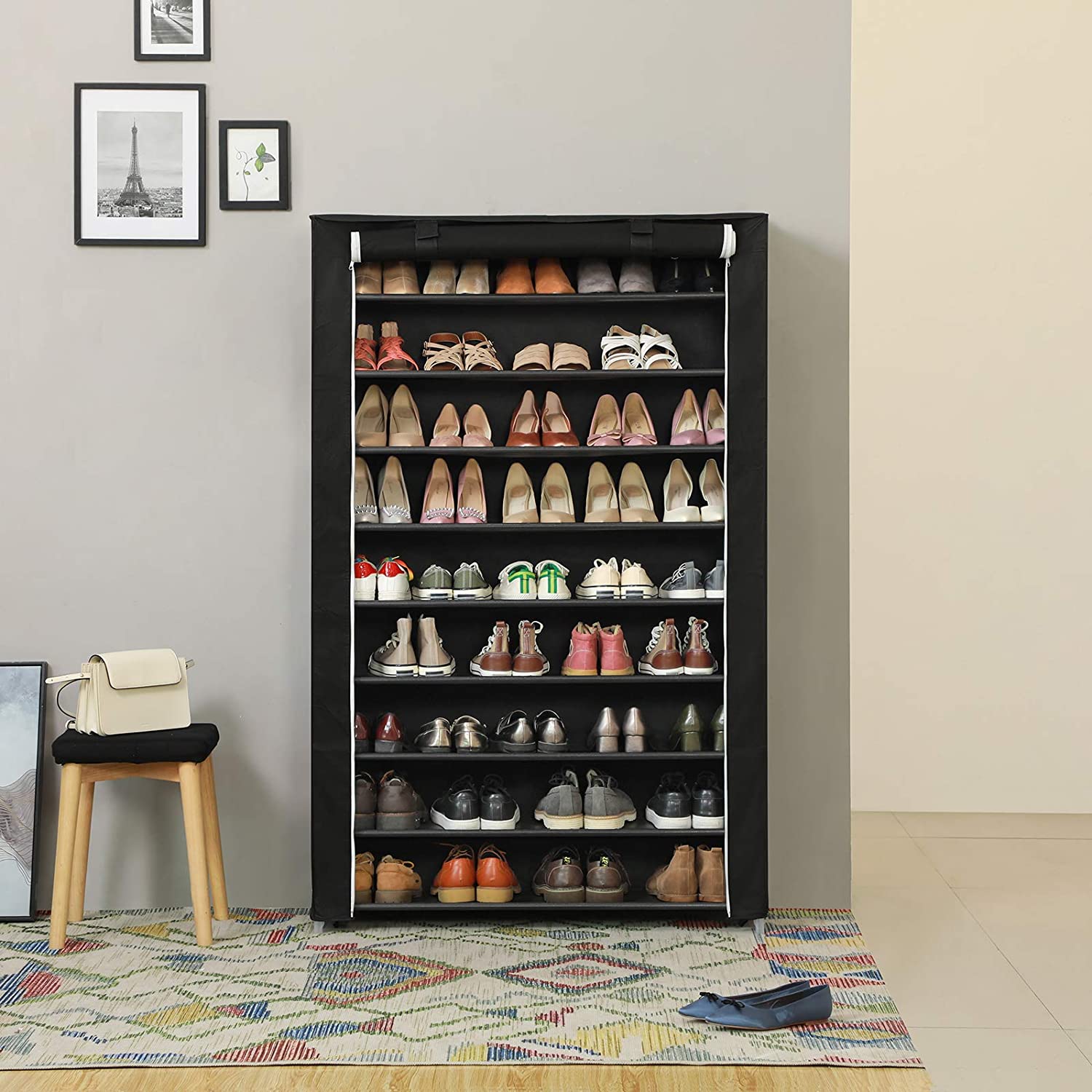 Regał na buty, czarny, 100 cm